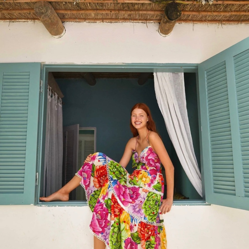 Rainbow Chita Flower Midi Dress size M